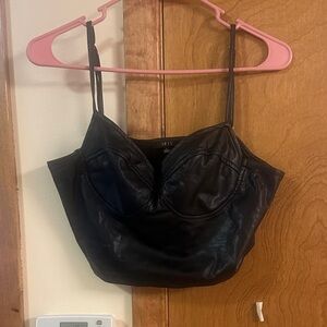 Iris Black Leather Top